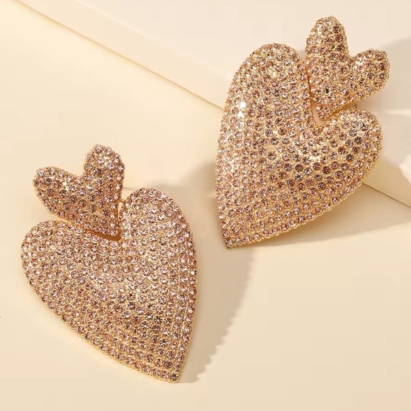 For Love And Lemons Jewelry - Champagne HEART CRYSTAL DROP EARRINGS